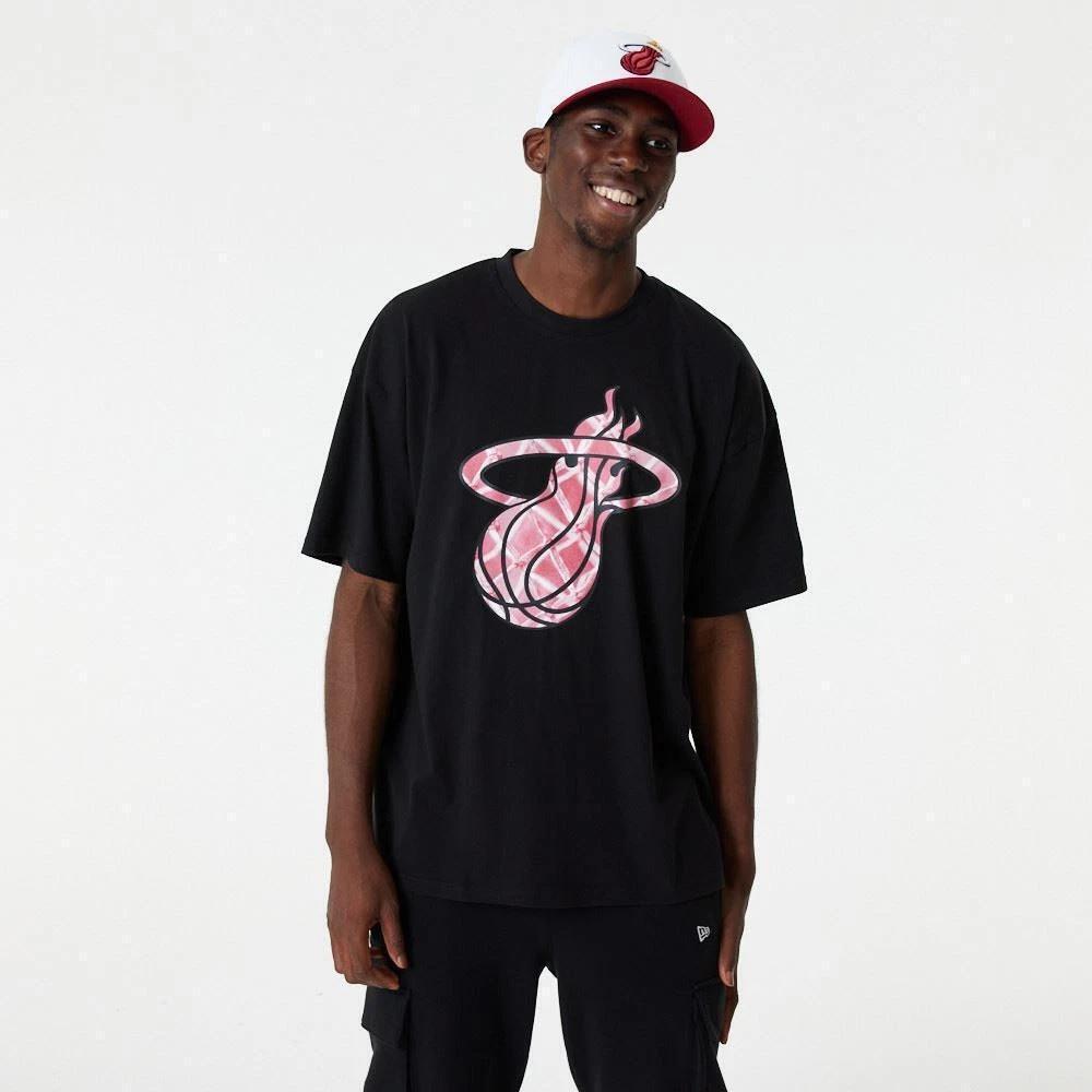 Miami Heat Tshirt Short Sleeve Mens Cotton Crew Neck Black Infill New Era